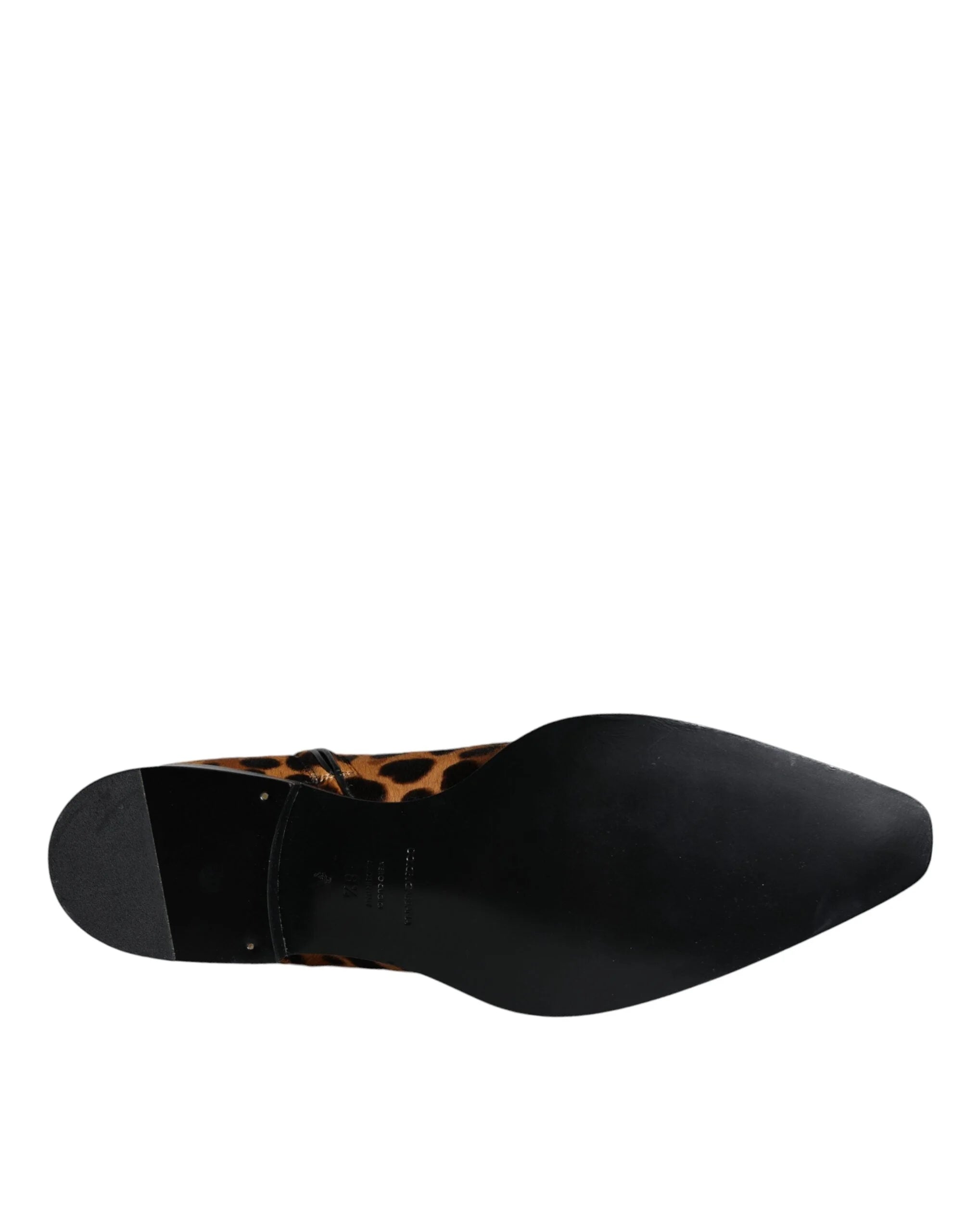 Dolce & Gabbana Brown Leopard Calf Fur Ankle Boots Shoes - Boots