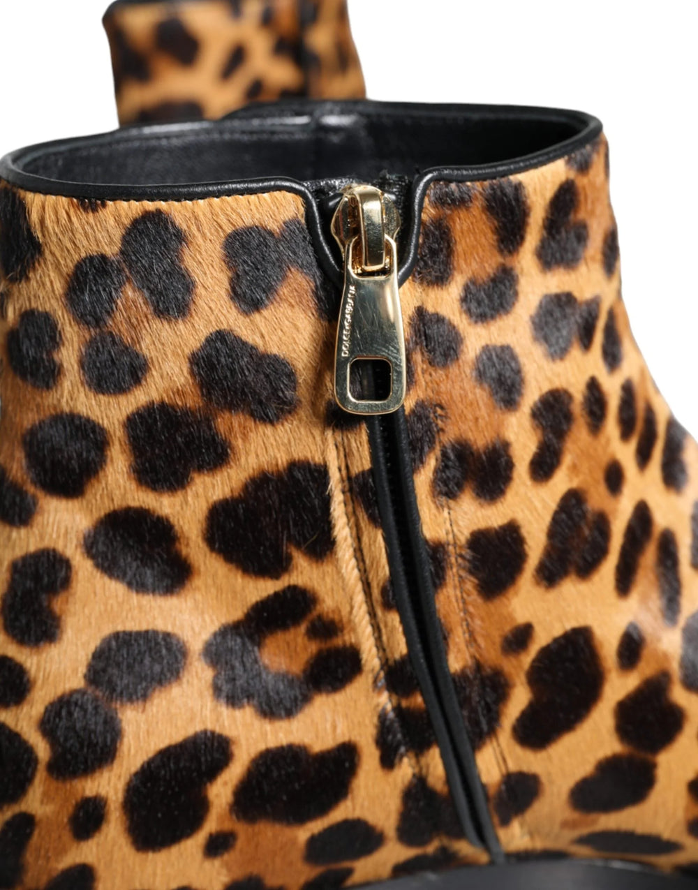 Dolce & Gabbana Brown Leopard Calf Fur Ankle Boots Shoes - Boots