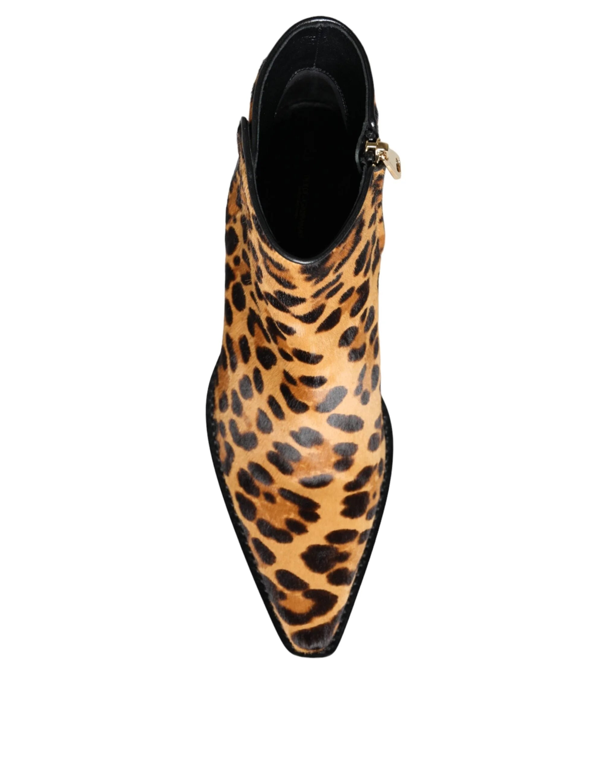 Dolce & Gabbana Brown Leopard Calf Fur Ankle Boots Shoes - Boots