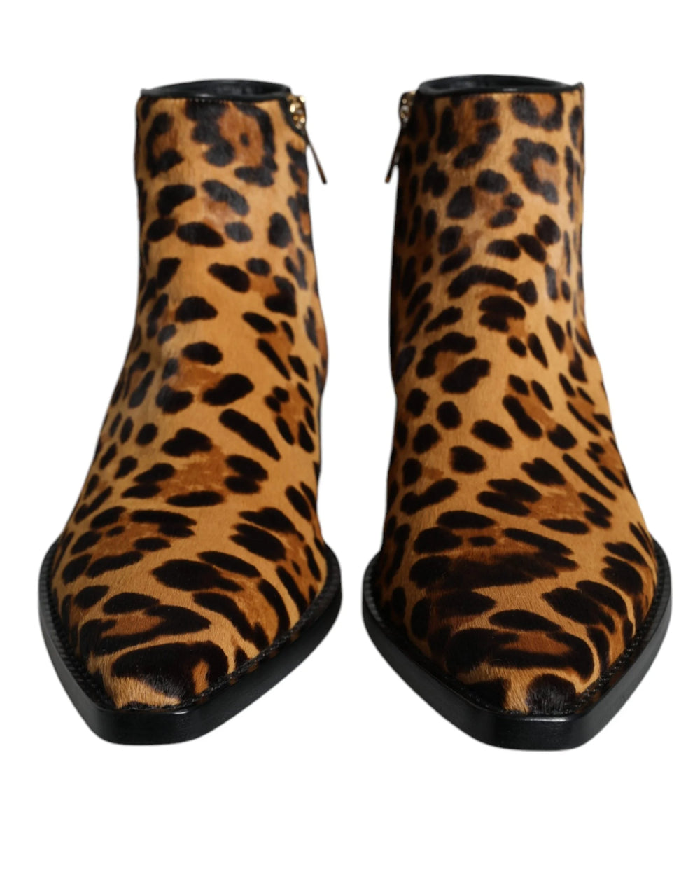 Dolce & Gabbana Brown Leopard Calf Fur Ankle Boots Shoes - Boots
