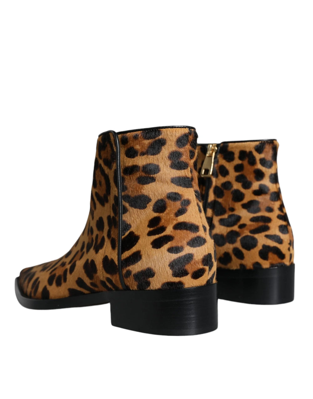 Dolce & Gabbana Brown Leopard Calf Fur Ankle Boots Shoes - Boots