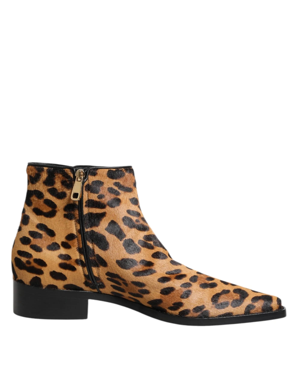 Dolce & Gabbana Brown Leopard Calf Fur Ankle Boots Shoes - EU40/US9.5 - Boots