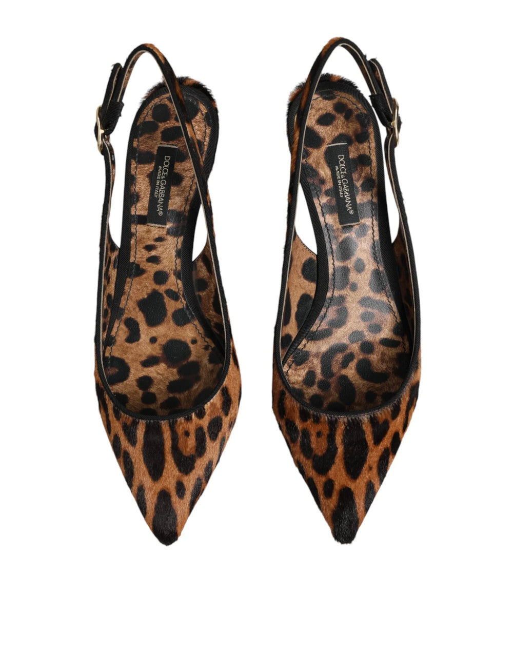 Dolce & Gabbana Brown Leopard Calfskin Fur Slingbacks Shoes - EU36.5/US6