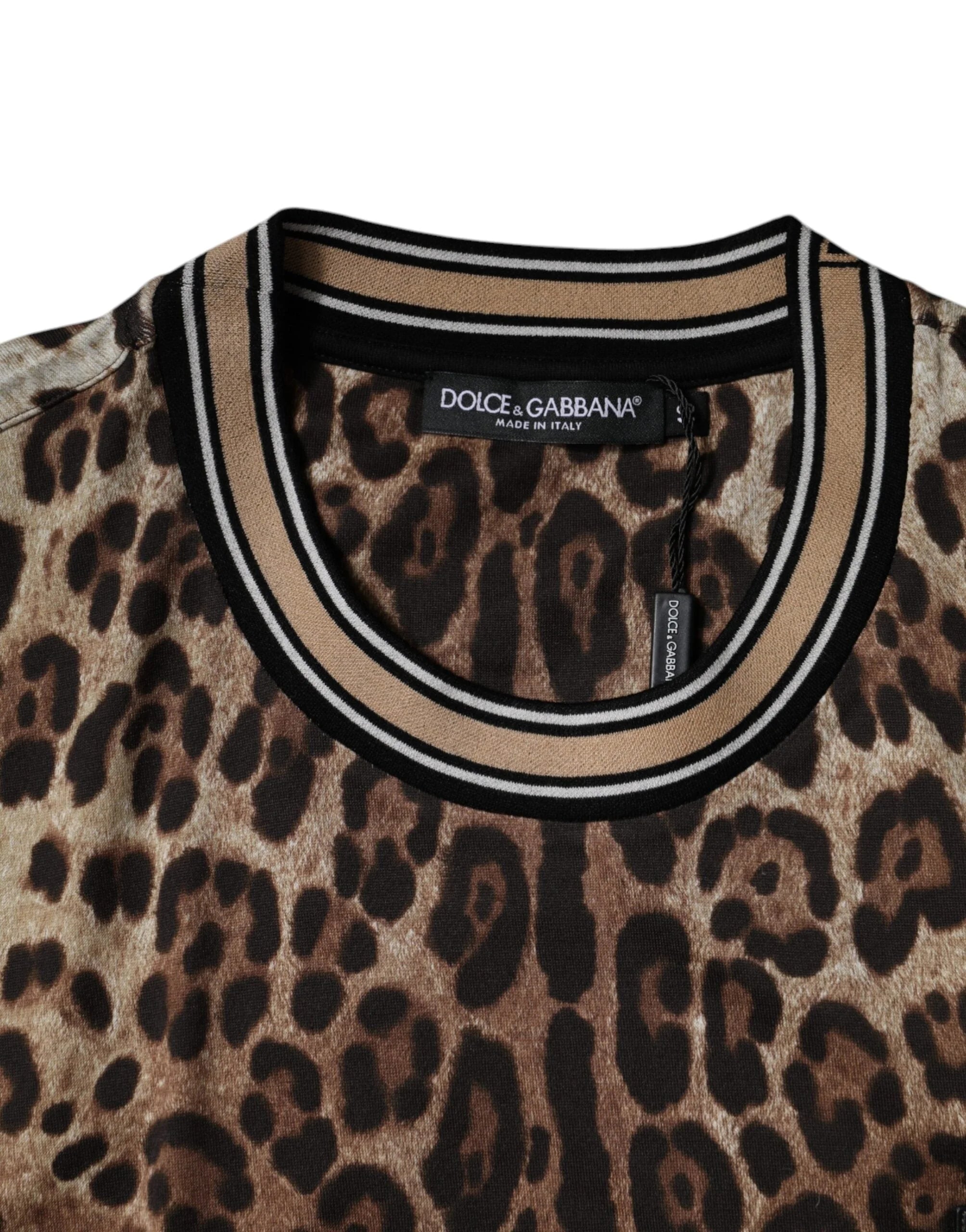 Dolce & Gabbana Brown Leopard Crew Neck Short Sleeve T-shirt - T-Shirts