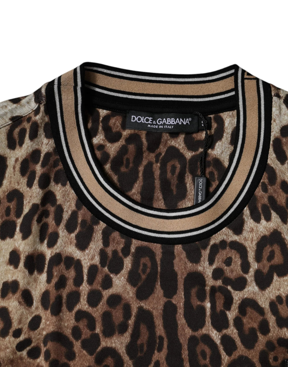 Dolce & Gabbana Brown Leopard Crew Neck Short Sleeve T-shirt - T-Shirts