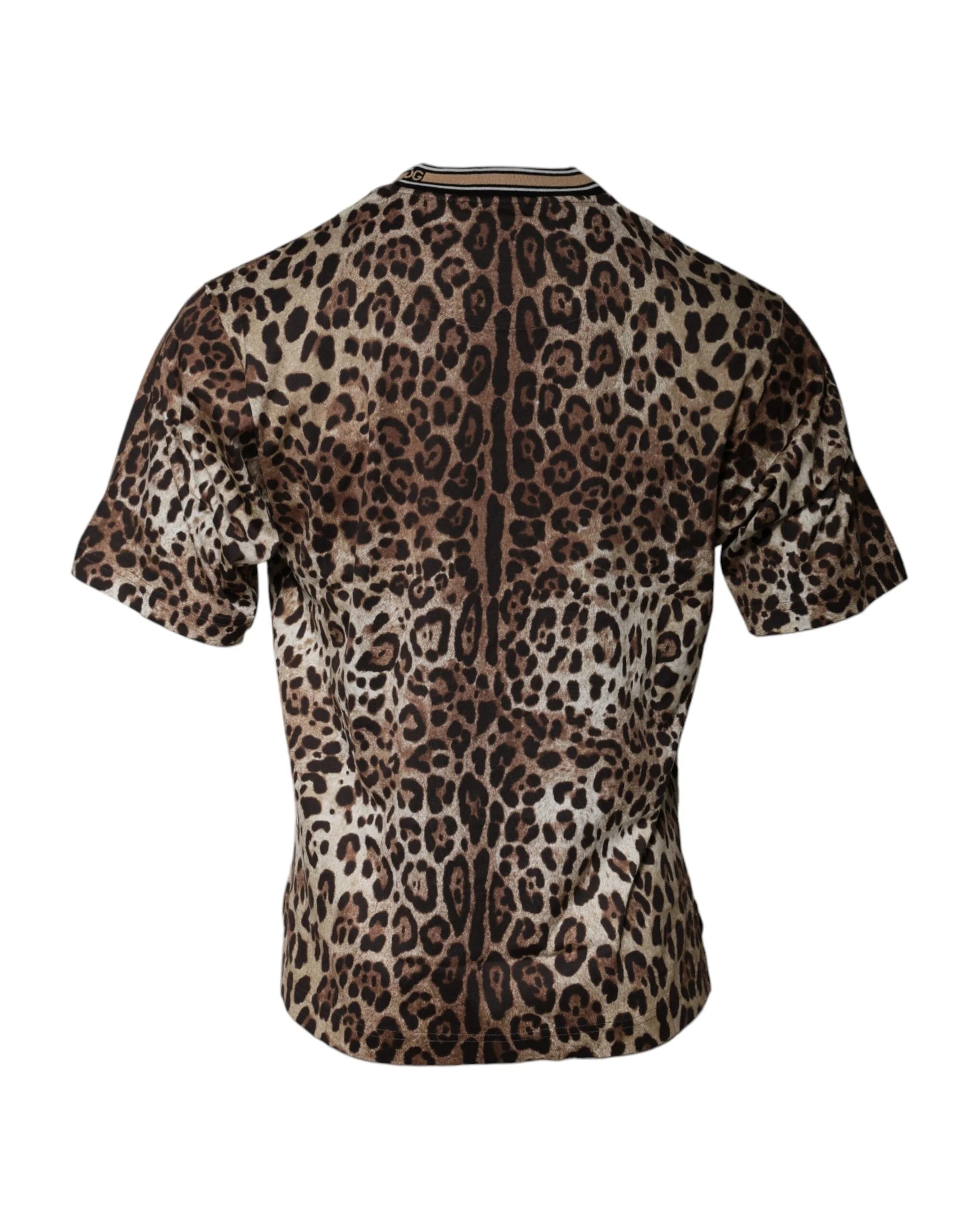 Dolce & Gabbana Brown Leopard Crew Neck Short Sleeve T-shirt - T-Shirts