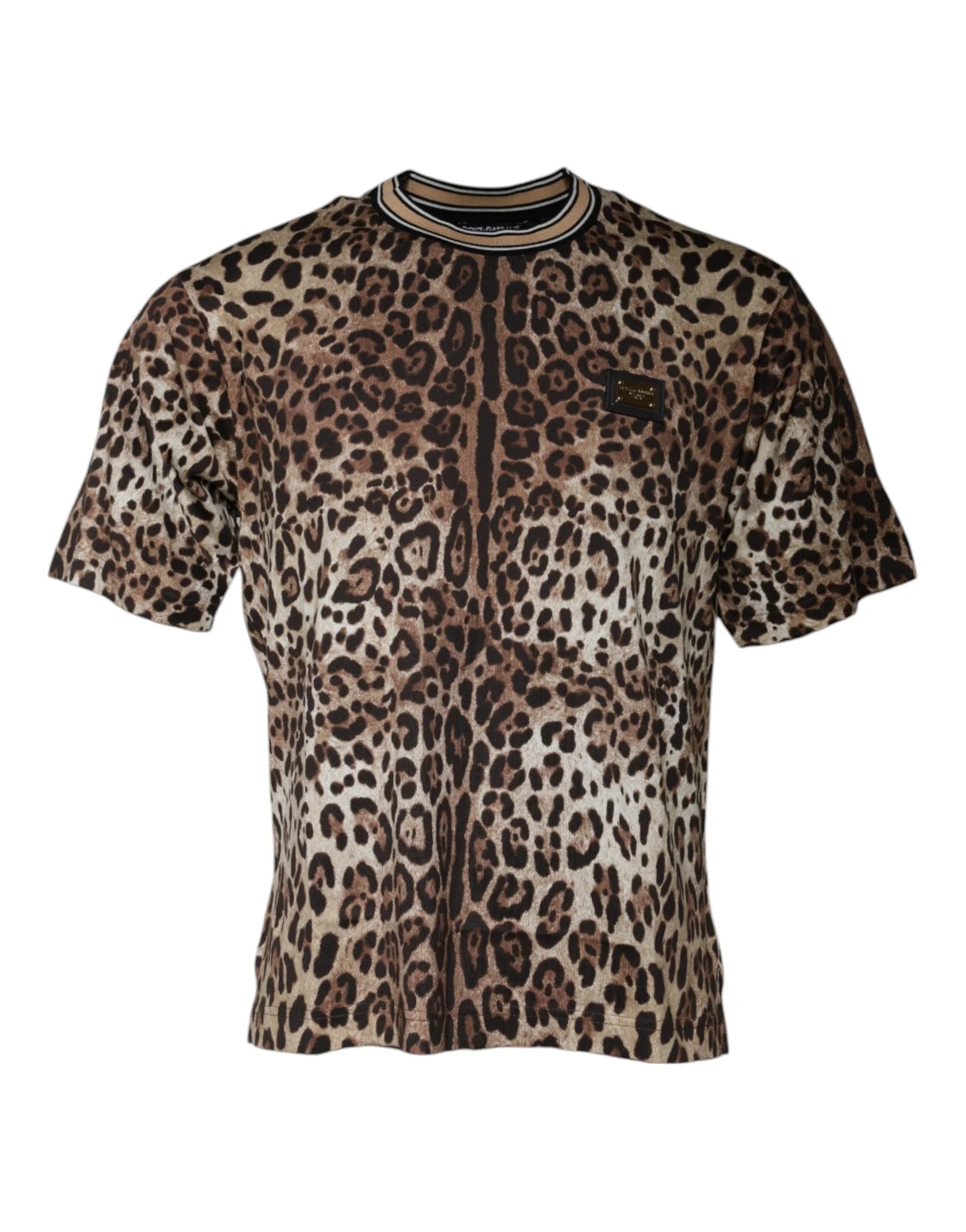 Dolce & Gabbana Brown Leopard Crew Neck Short Sleeve T-shirt - T-Shirts