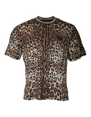 Dolce & Gabbana Brown Leopard Crew Neck Short Sleeve T-shirt - T-Shirts