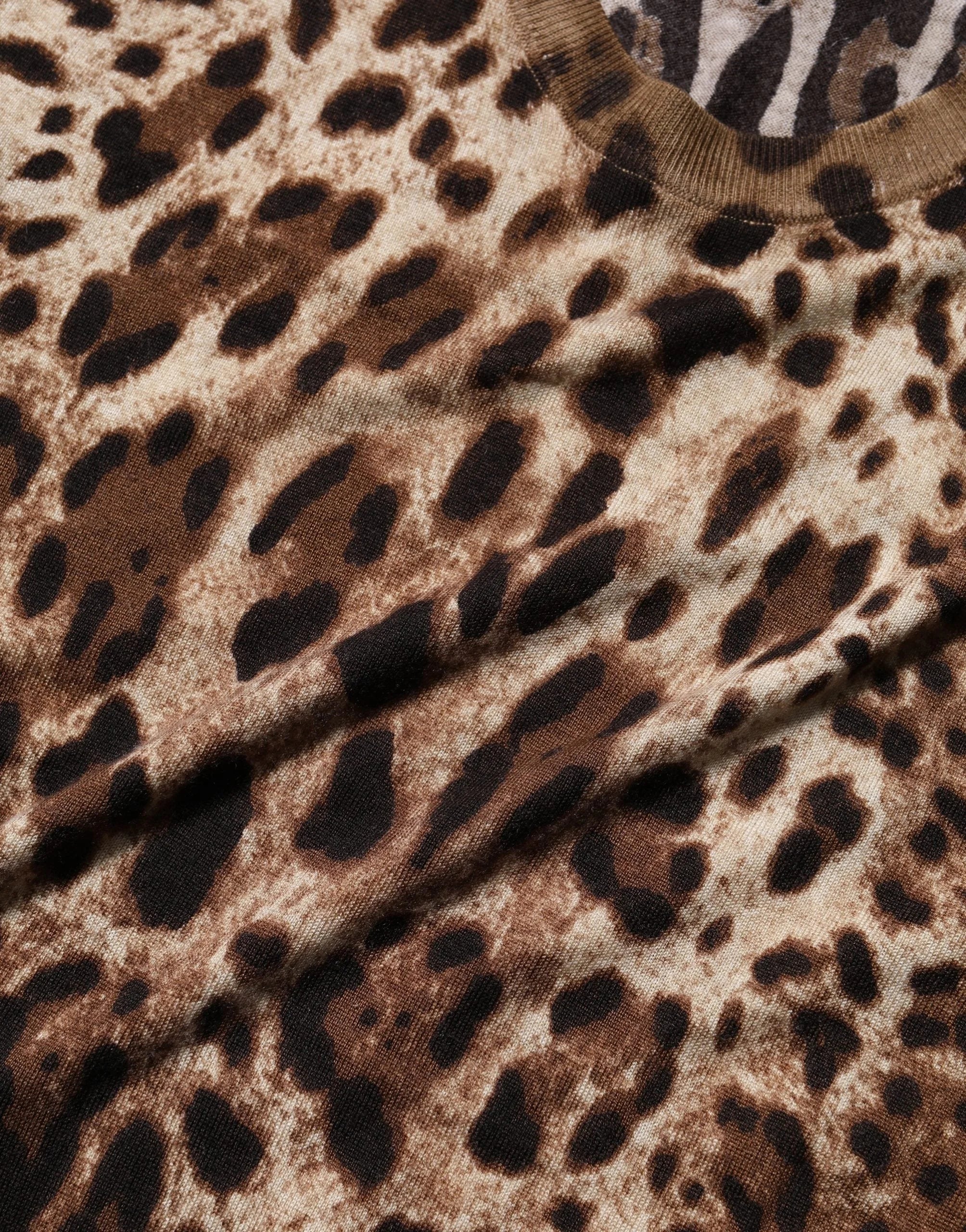 Dolce & Gabbana Brown Leopard Crew Neck Sleeveless Tank Top - IT46|XL