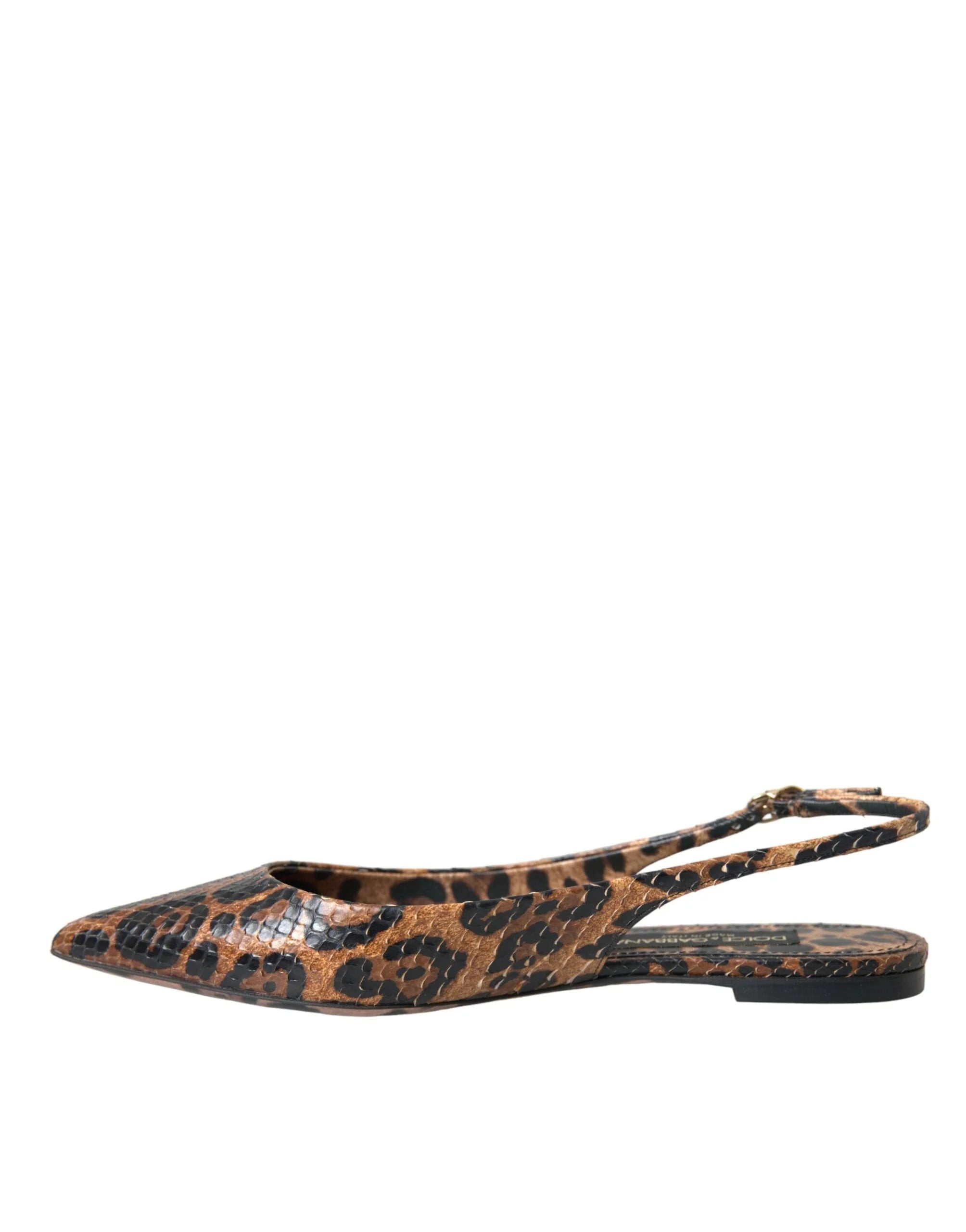 Dolce & Gabbana Brown Leopard Exotic Skin Slingback Shoes - EU39/US8.5