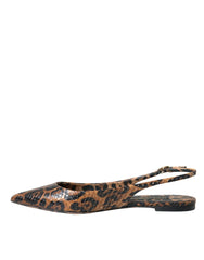 Dolce & Gabbana Brown Leopard Exotic Skin Slingback Shoes - EU39/US8.5