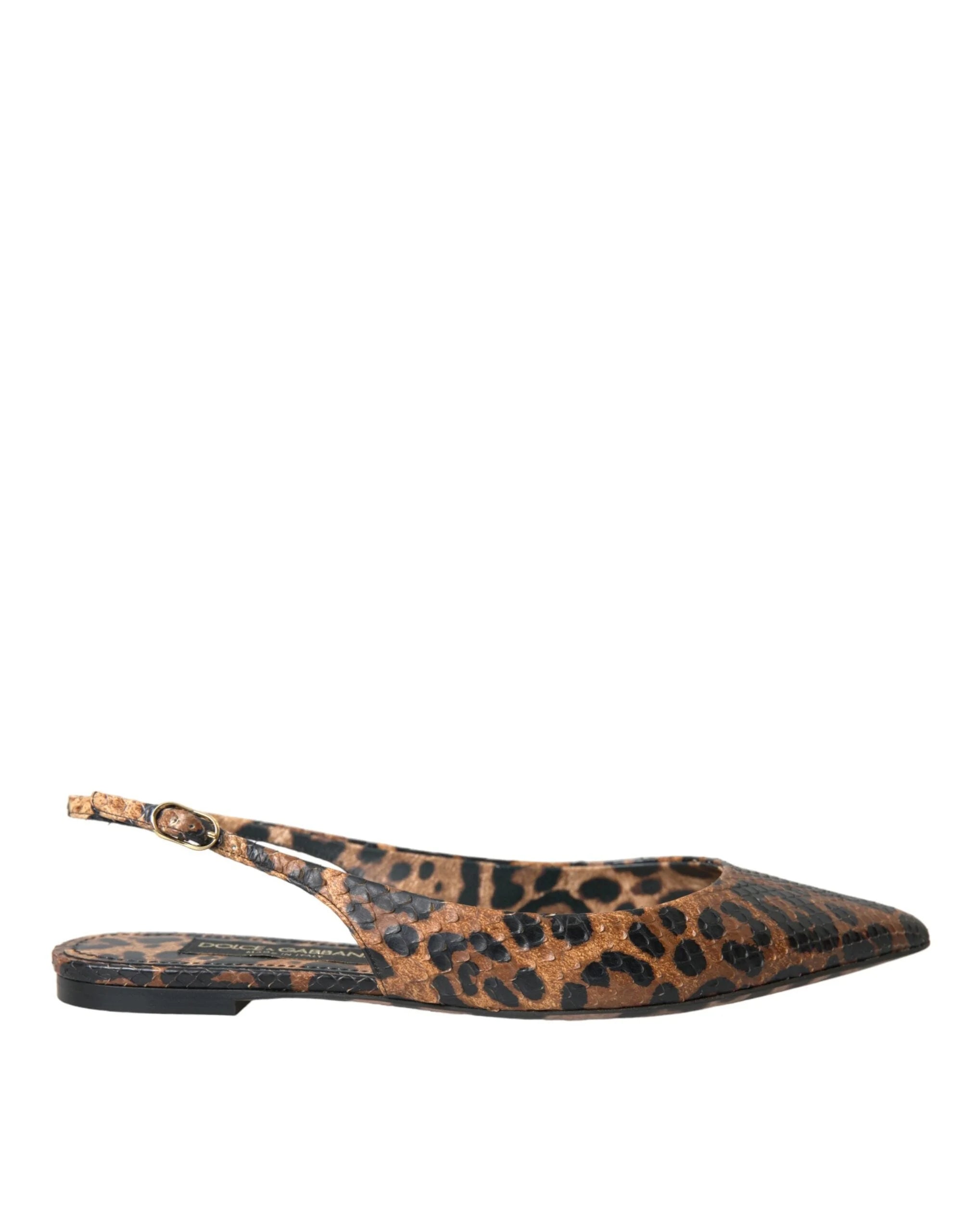 Dolce & Gabbana Brown Leopard Exotic Skin Slingback Shoes - EU39/US8.5 - Sandals