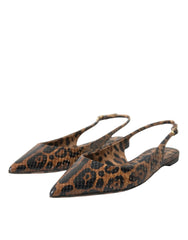 Dolce & Gabbana Brown Leopard Exotic Skin Slingback Shoes - EU39/US8.5 - Sandals