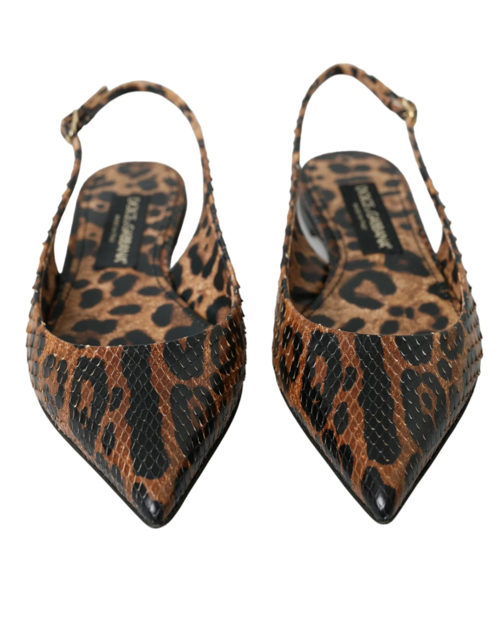 Dolce & Gabbana Brown Leopard Exotic Skin Slingback Shoes - EU39/US8.5