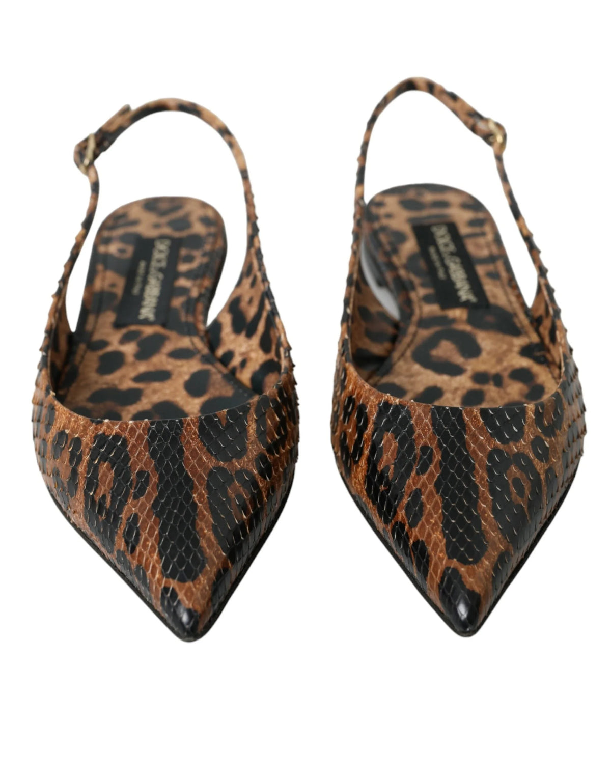 Dolce & Gabbana Brown Leopard Exotic Skin Slingback Shoes - EU39/US8.5