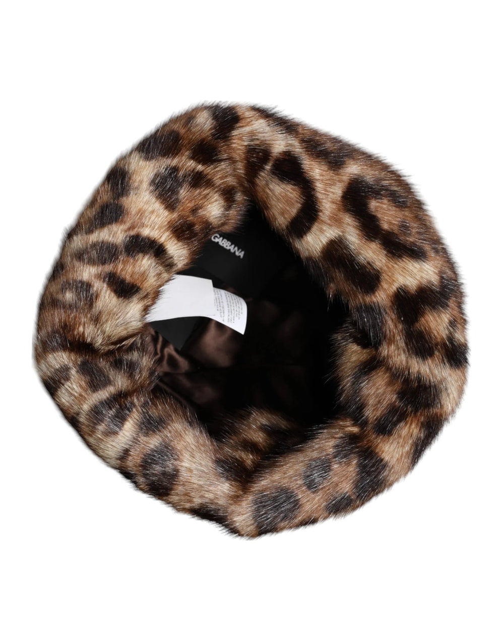 Dolce & Gabbana Brown Leopard Faux Fur Women Bucket Hat - Bucket Hats
