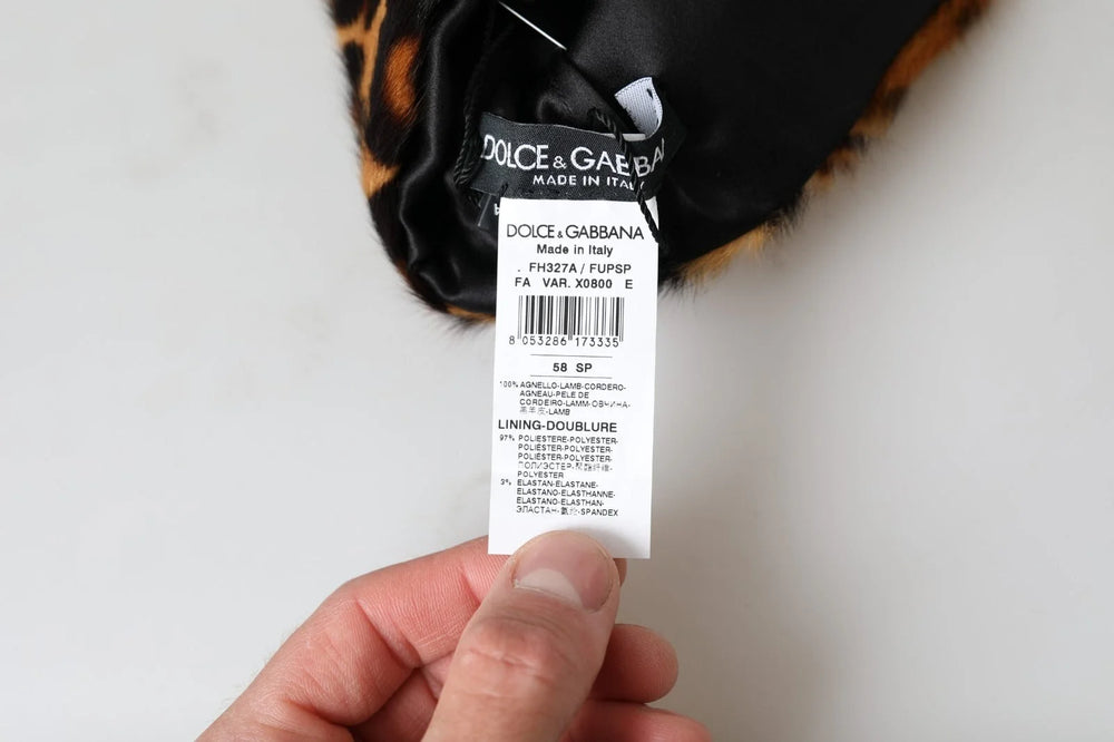 Dolce & Gabbana Brown Leopard Fur Women Bucket Capello Hat - 58 cm|M - Bucket Hats