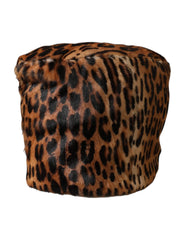 Dolce & Gabbana Brown Leopard Fur Women Bucket Hat - 56 cm|XS - Bucket Hats