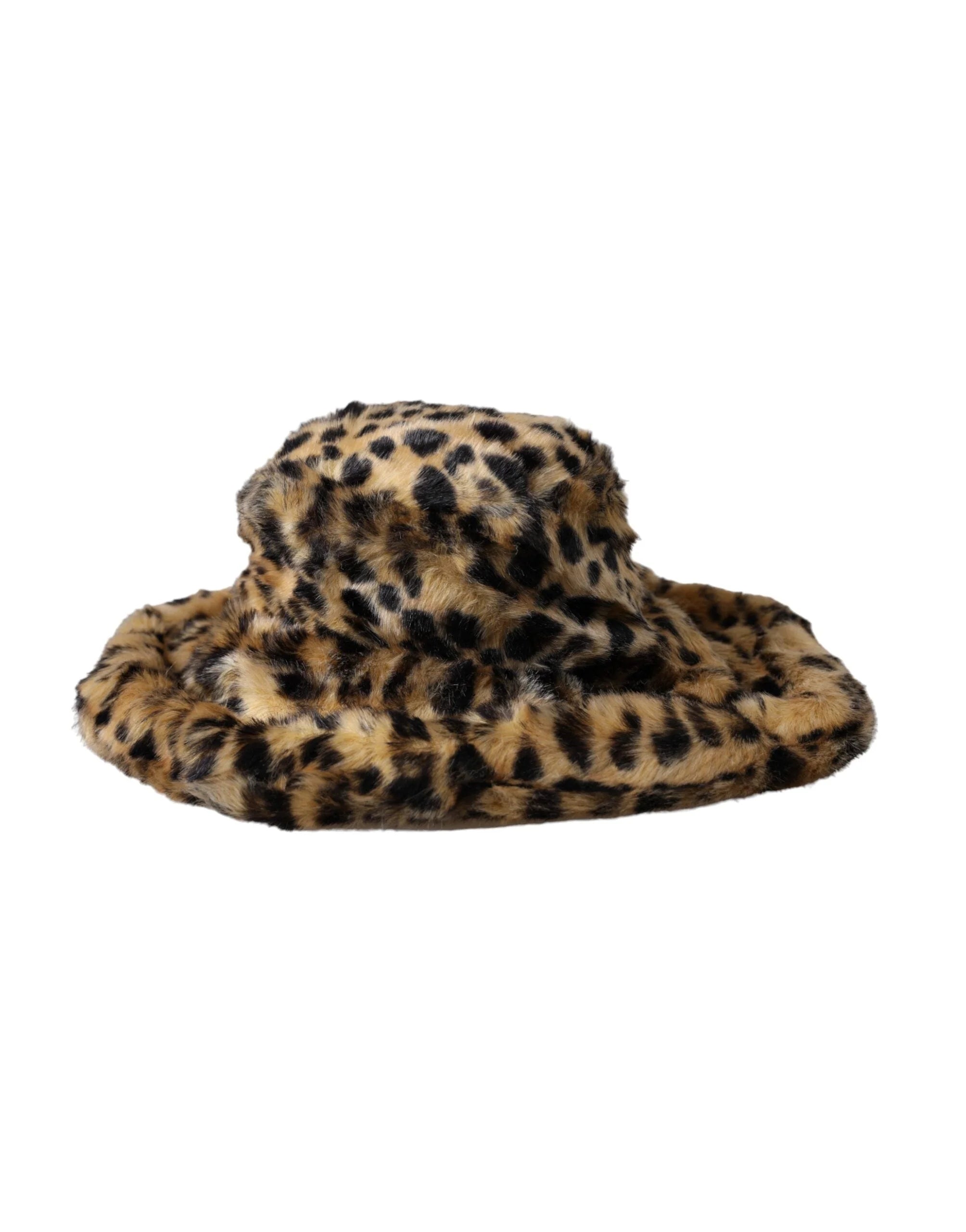 Dolce & Gabbana Brown Leopard Fur Women Bucket Hat - 57 cm|S - Bucket Hats