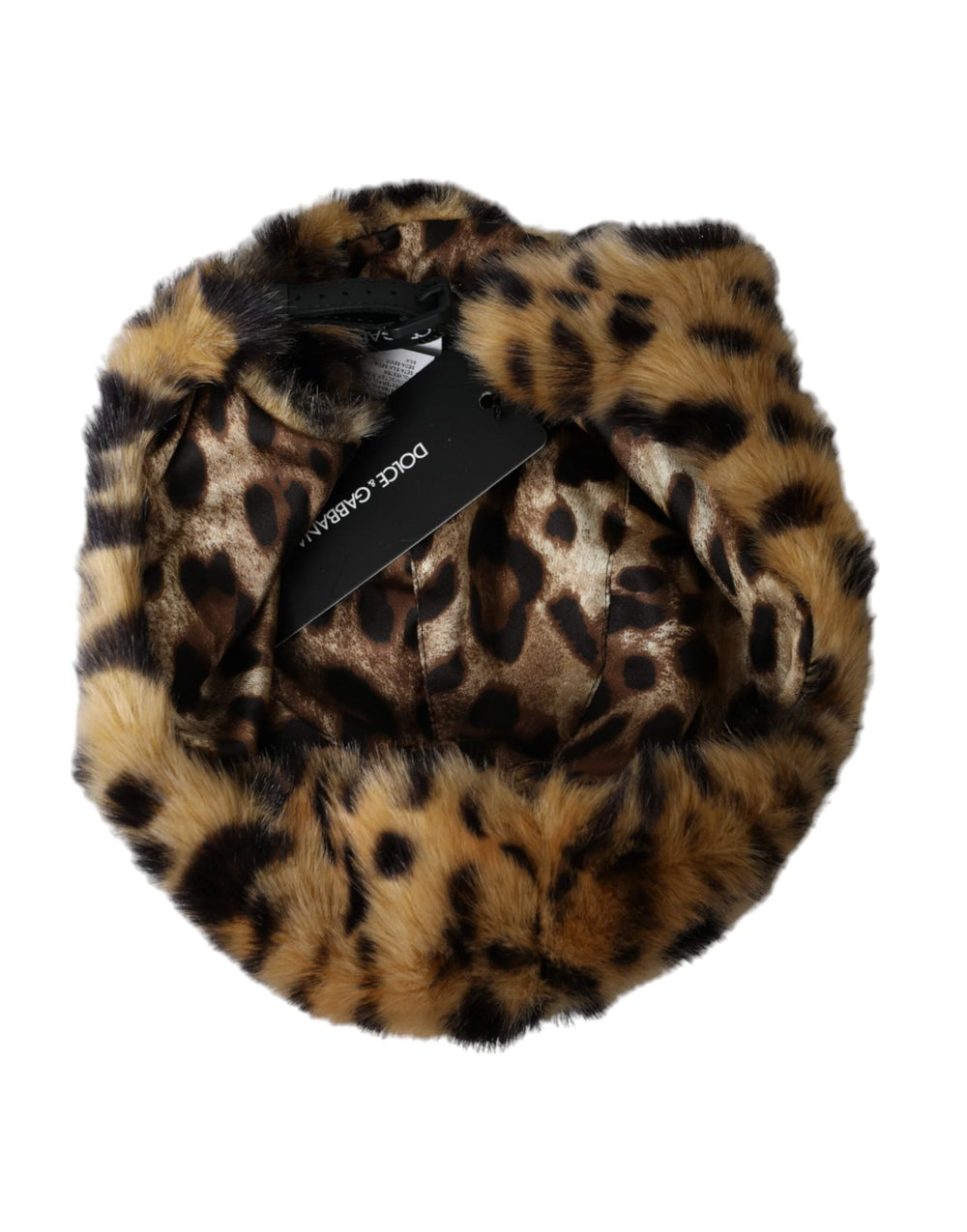 Dolce & Gabbana Brown Leopard Fur Women Bucket Hat - 57 cm|S - Bucket Hats