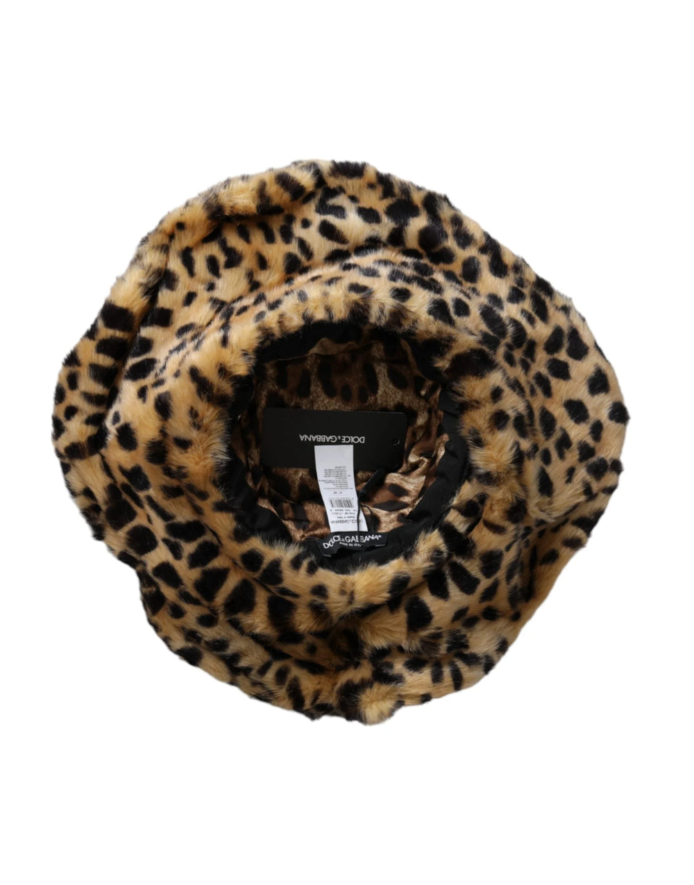 Dolce & Gabbana Brown Leopard Fur Women Bucket Hat - 57 cm|S - Bucket Hats