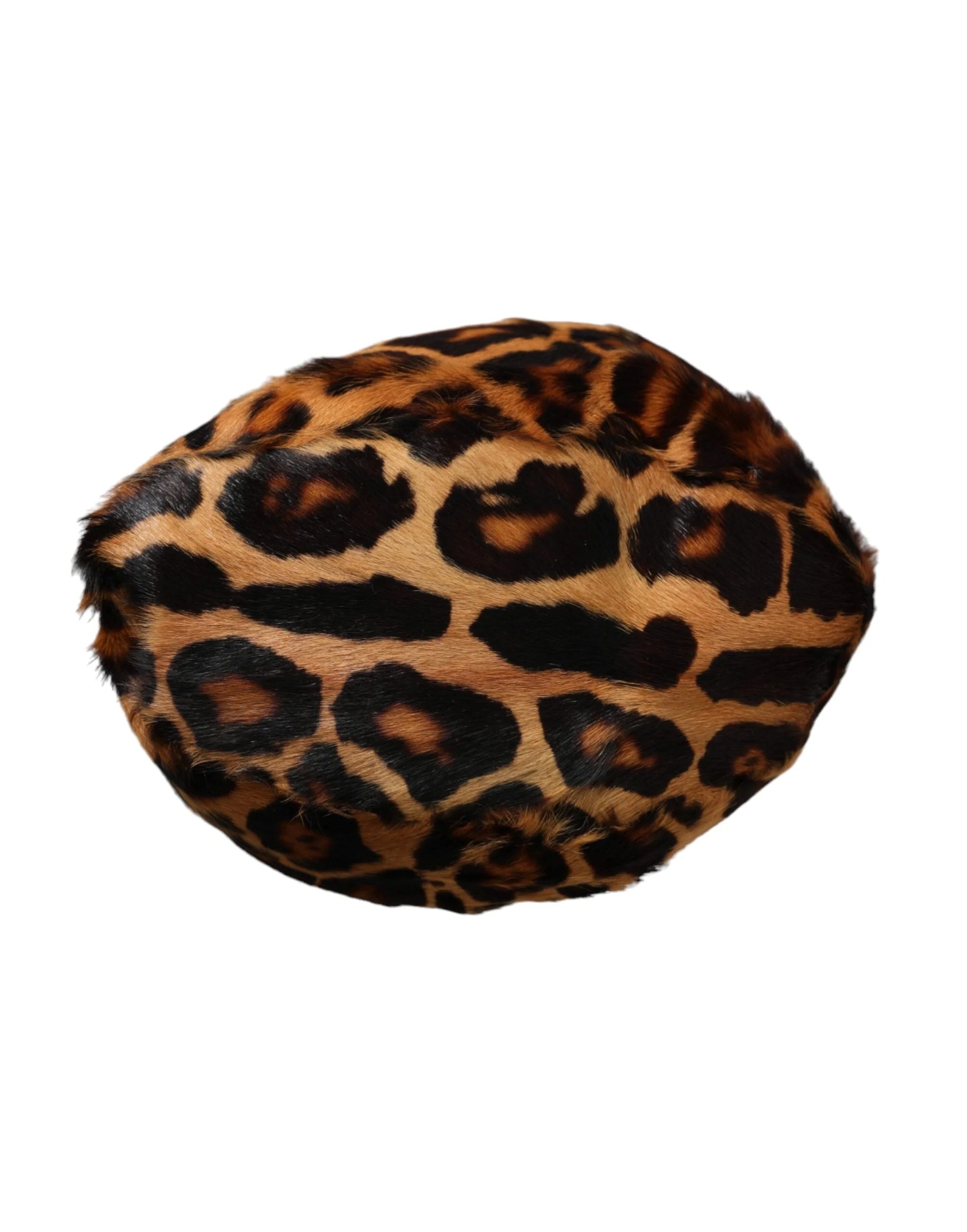 Dolce & Gabbana Brown Leopard Fur Women Bucket Hat - 58 cm|M - Bucket Hats