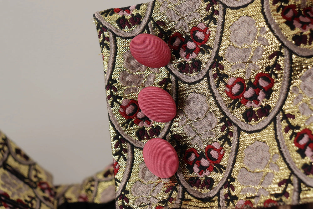 Dolce & Gabbana Brown Leopard Gold Jacquard High Waist Pants - Trousers