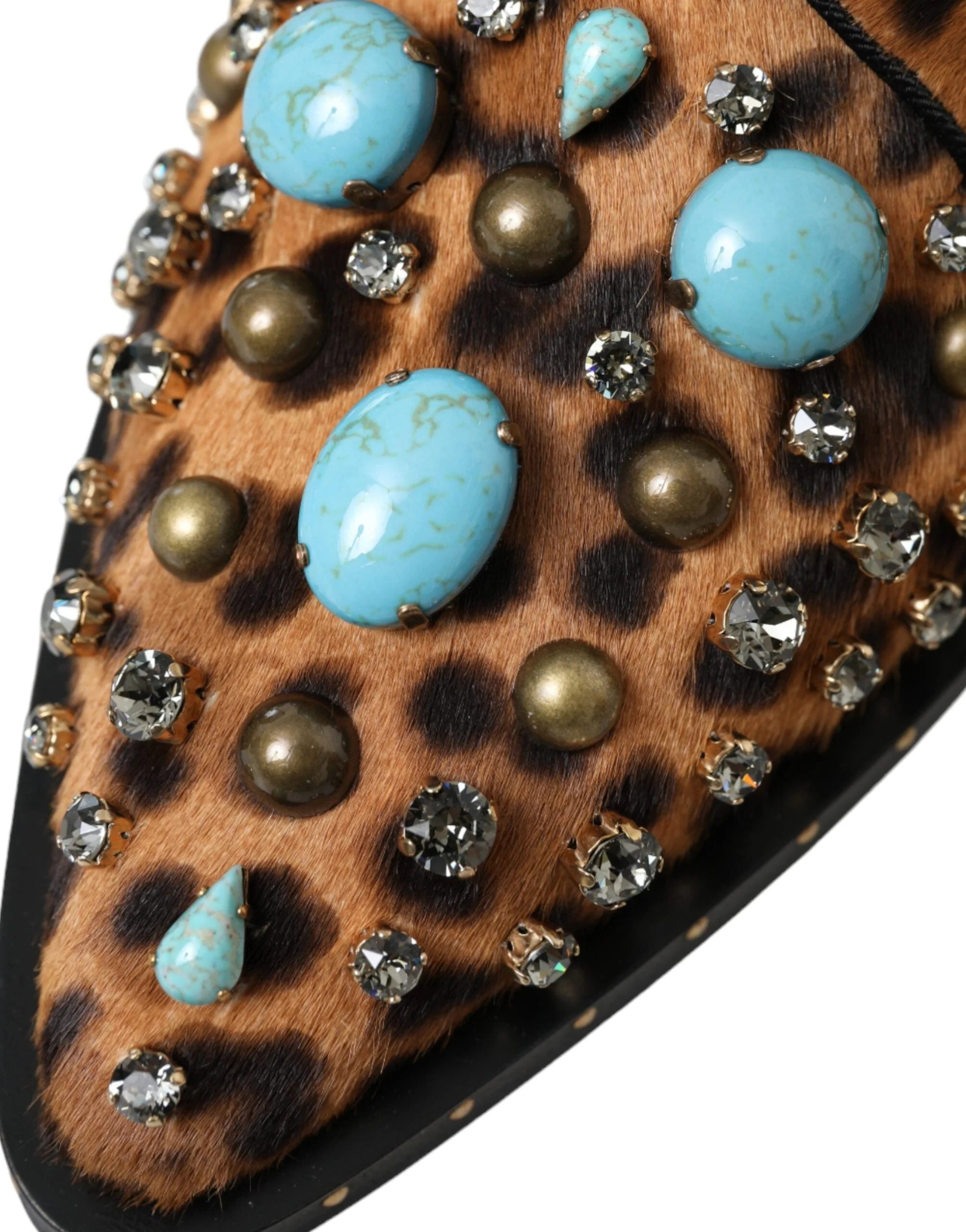 Dolce & Gabbana Brown Leopard Hair Crystal Dress Broque Shoes - Flats