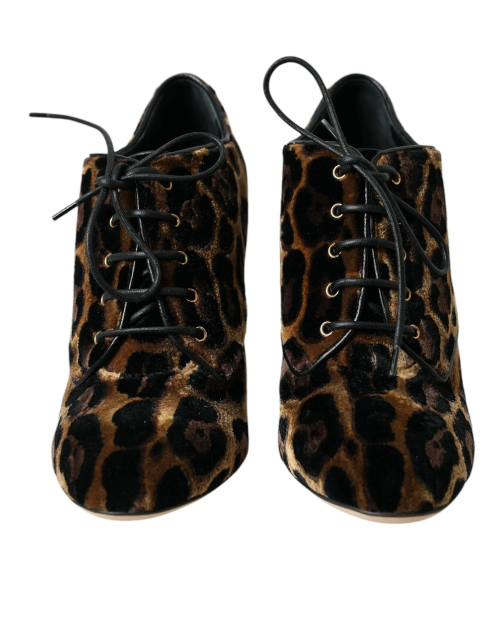 Dolce & Gabbana Brown Leopard Hair Lace Up Booties Shoes - Boots