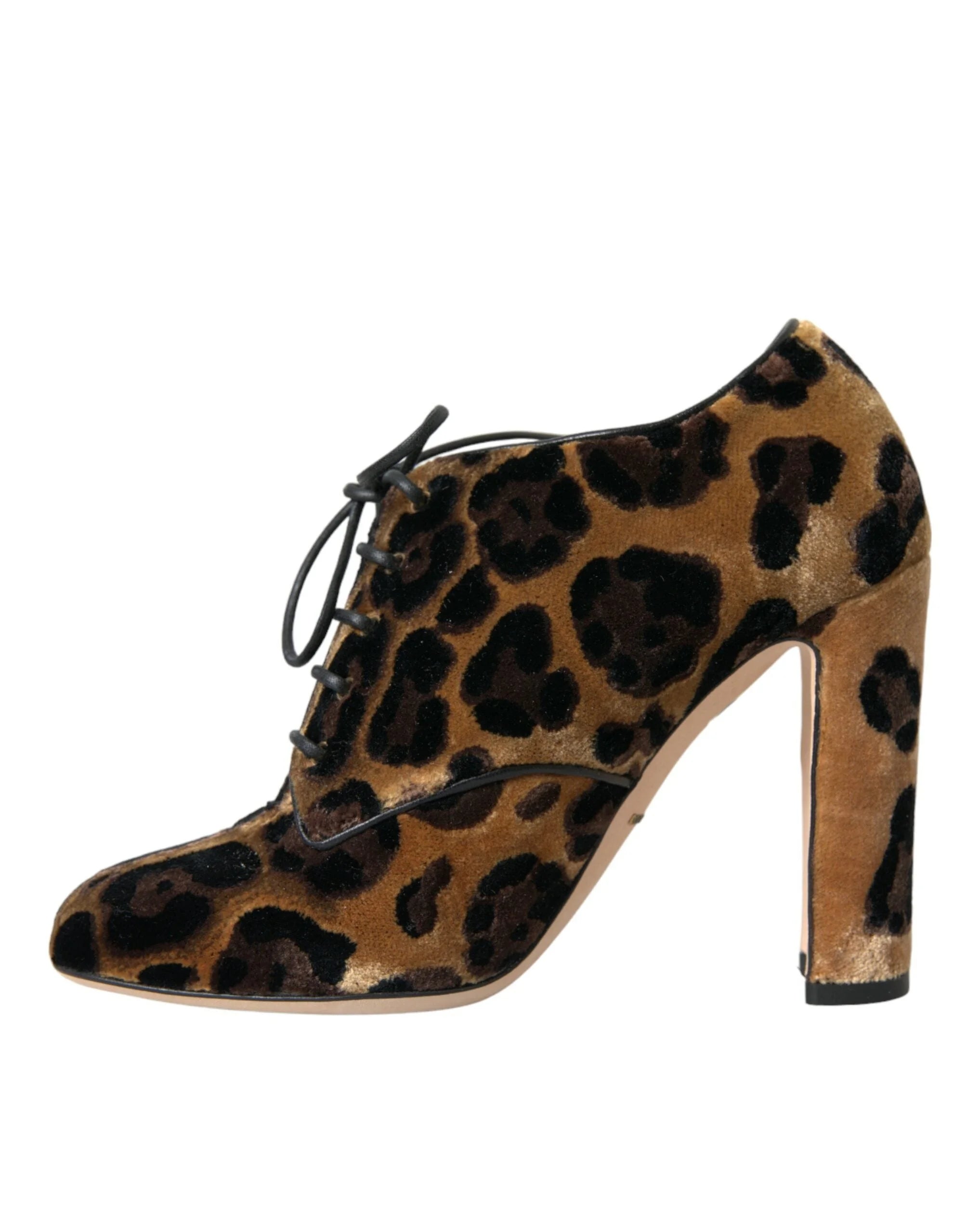 Dolce & Gabbana Brown Leopard Hair Lace Up Booties Shoes - Boots