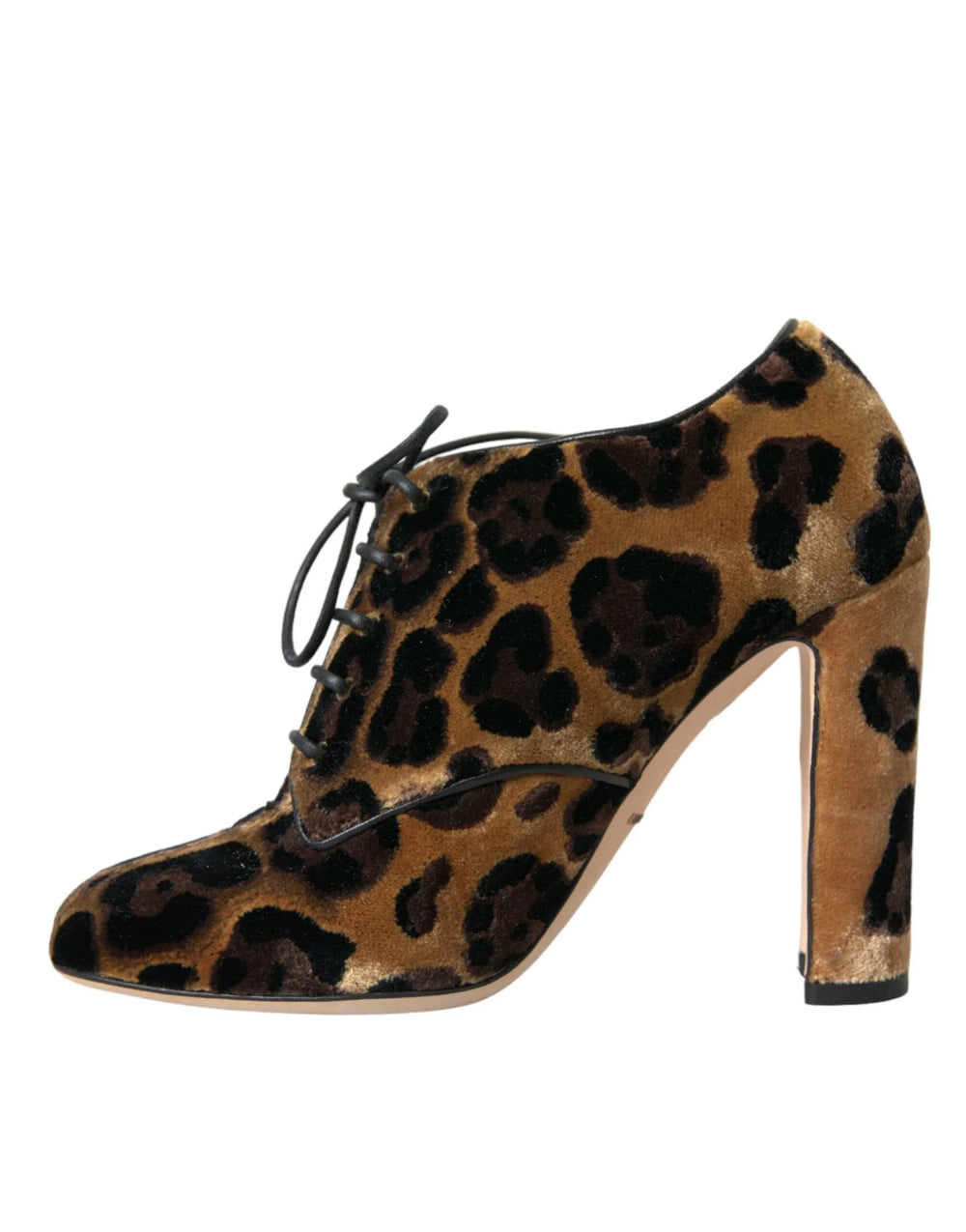 Dolce & Gabbana Brown Leopard Hair Lace Up Booties Shoes - Boots