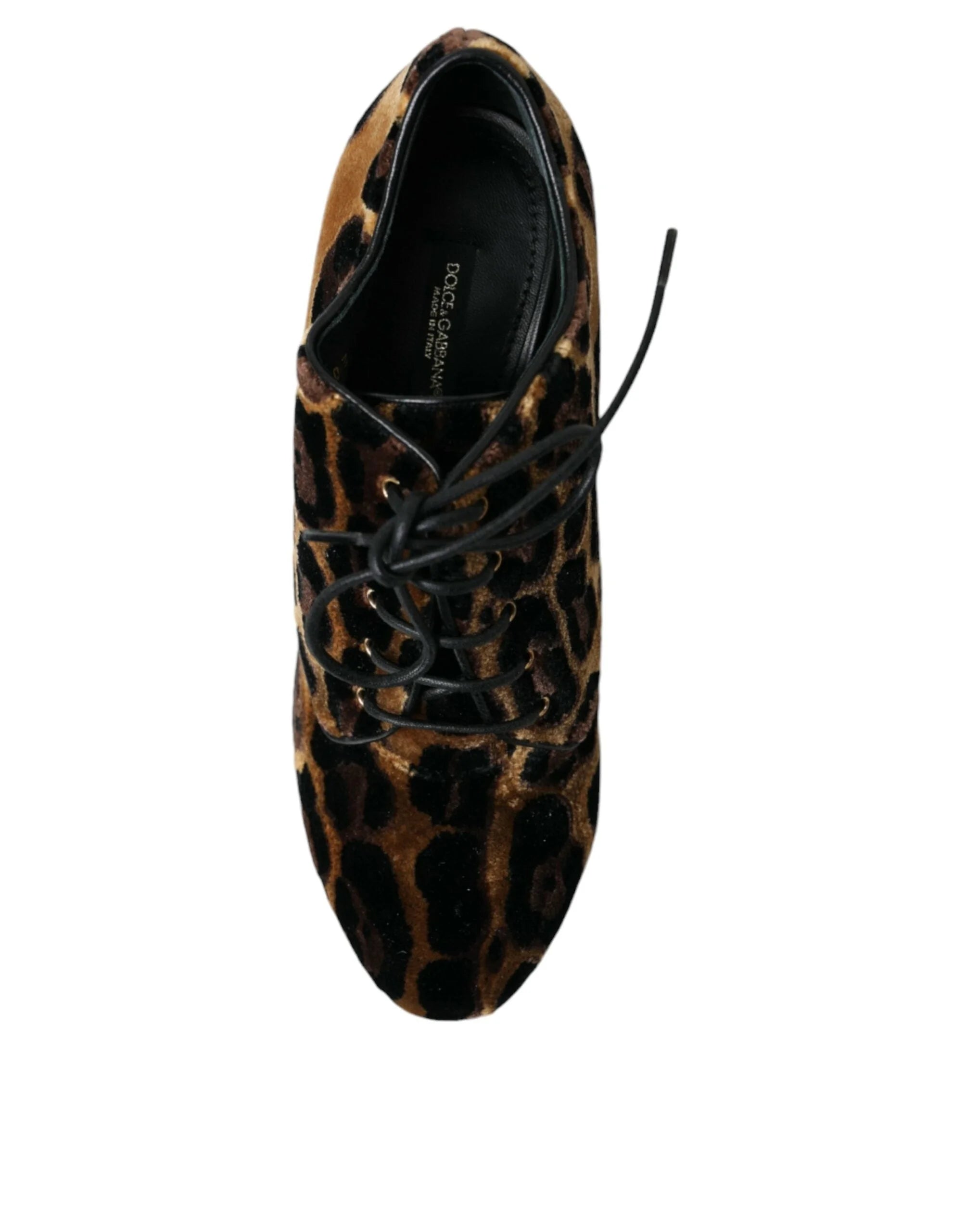 Dolce & Gabbana Brown Leopard Hair Lace Up Booties Shoes - Boots