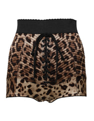 Dolce & Gabbana Brown Leopard High Waist Hot Pants Shorts - IT40|S - Shorts