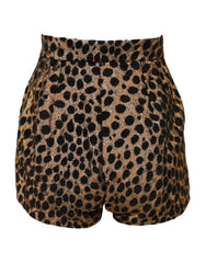 Dolce & Gabbana Brown Leopard High Waisted Hot Pants Shorts - IT40|S - Short Trousers