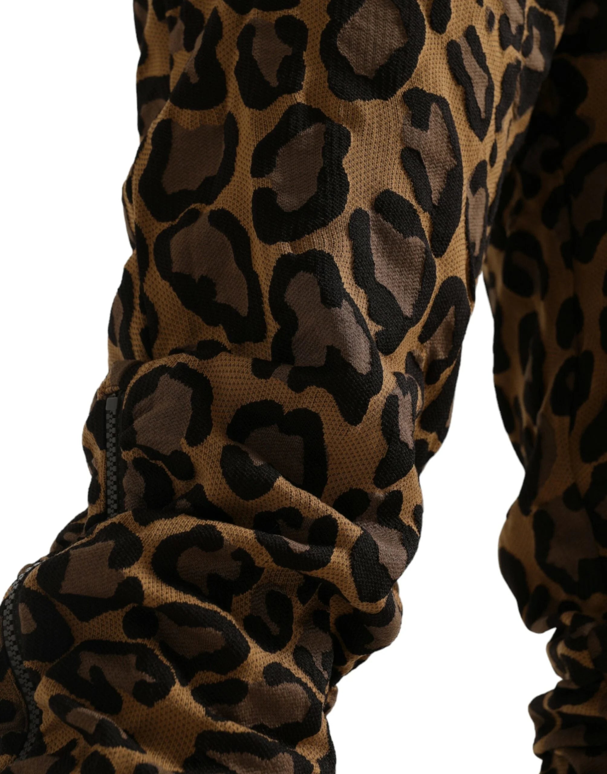 Dolce & Gabbana Brown Leopard Jacquard Jogger Pants - Joggers