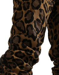 Dolce & Gabbana Brown Leopard Jacquard Jogger Pants - Joggers