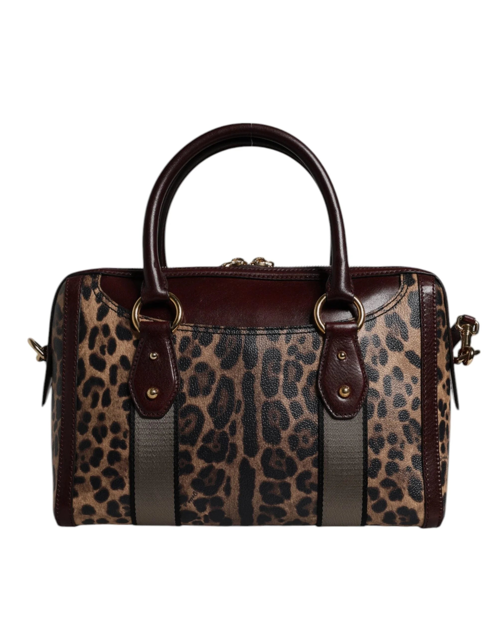 Dolce & Gabbana Brown Leopard Leather Shoulder Strap Duffle Bag - Duffel Bags