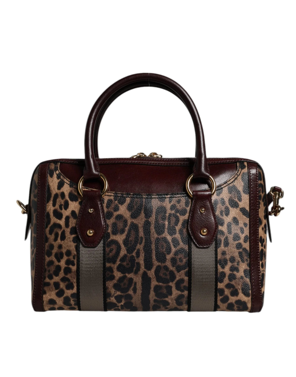 Dolce & Gabbana Brown Leopard Leather Shoulder Strap Duffle Bag - Duffel Bags