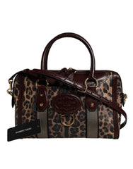 Dolce & Gabbana Brown Leopard Leather Shoulder Strap Duffle Bag - Duffel Bags