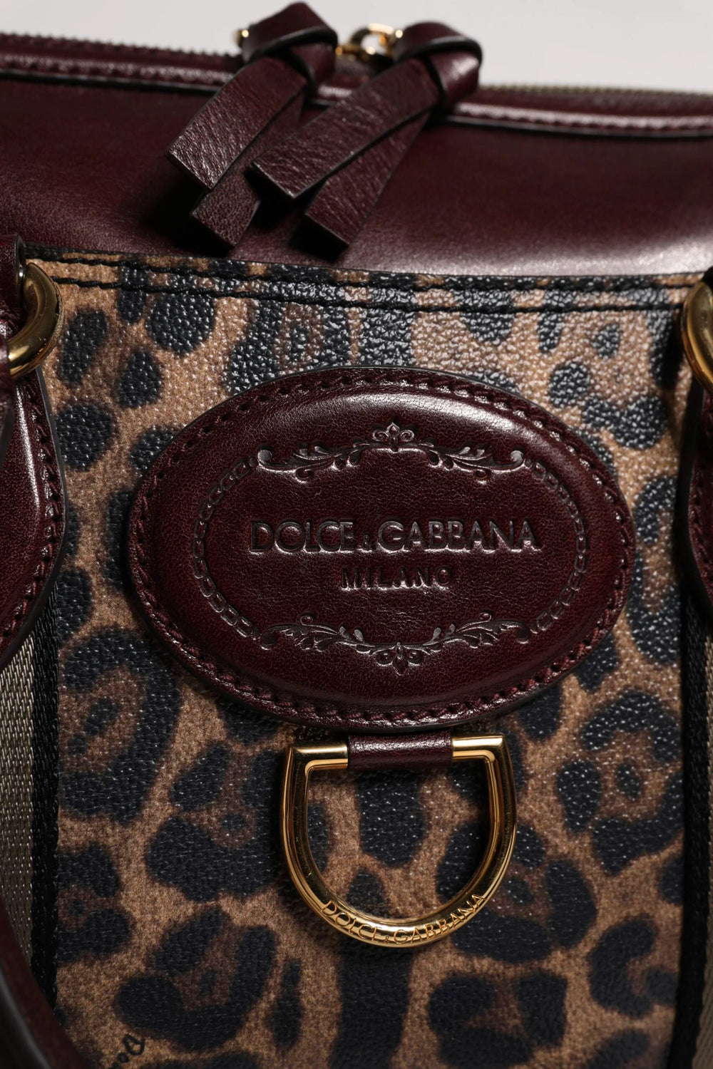 Dolce & Gabbana Brown Leopard Leather Shoulder Strap Duffle Bag - Duffel Bags