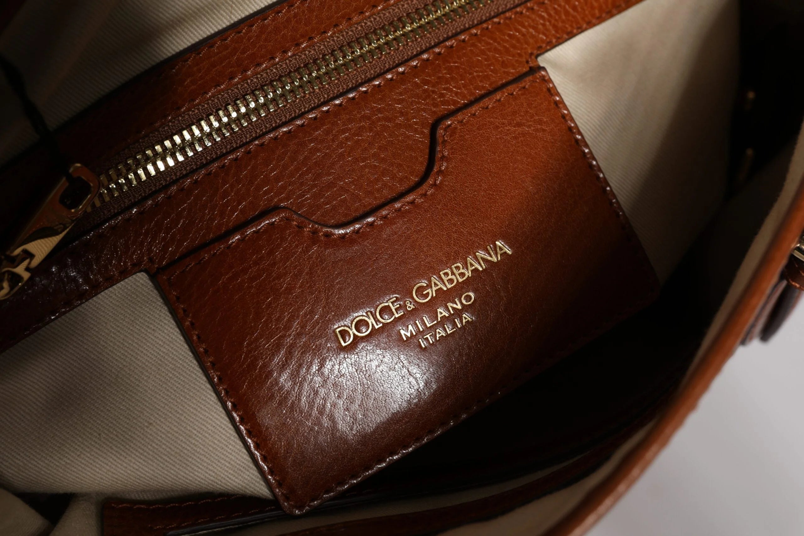 Dolce & Gabbana Brown Leopard Leather Shoulder Strap Tote Bag - Shopper Bags