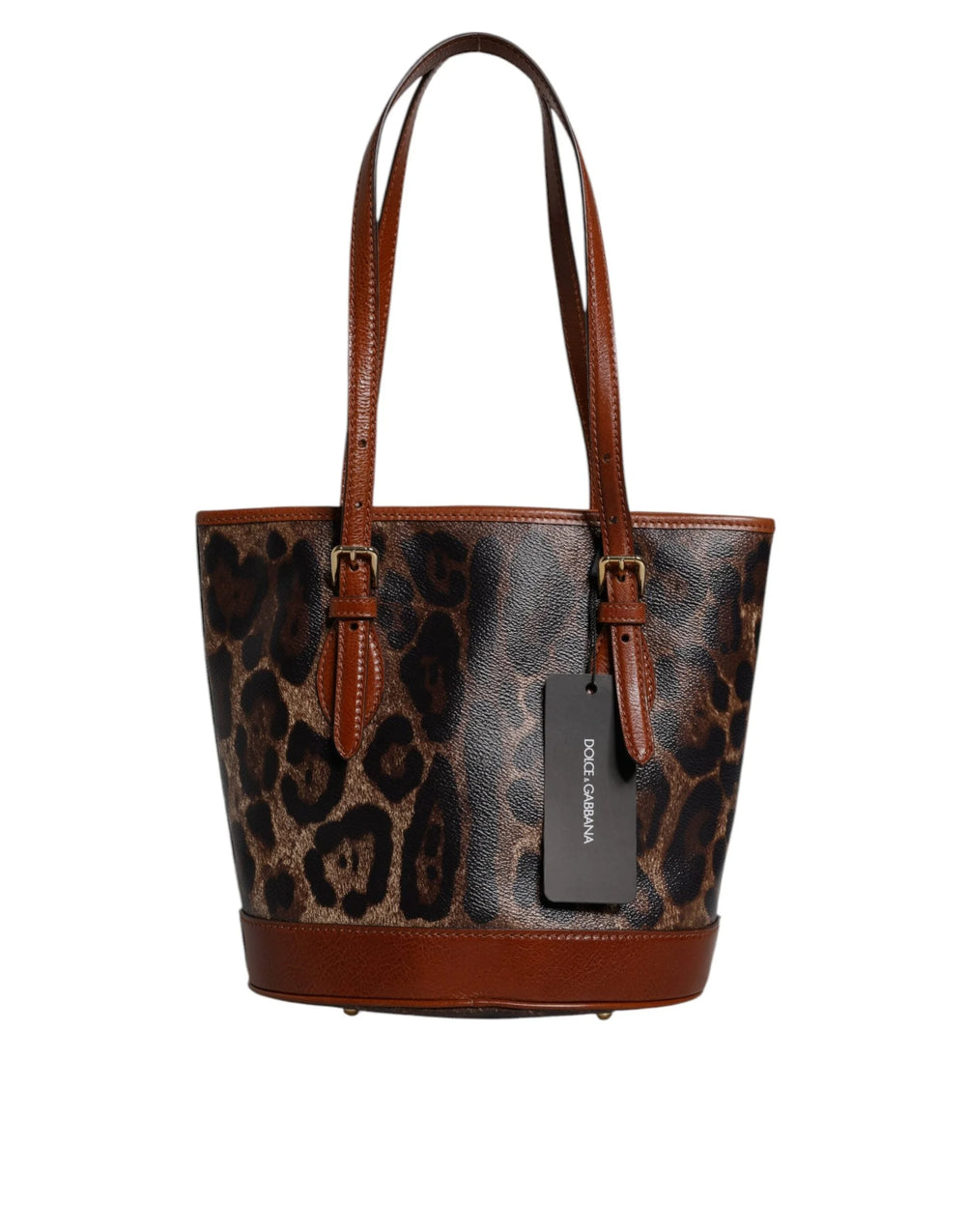 Dolce & Gabbana Brown Leopard Leather Shoulder Strap Tote Bag - Shopper Bags