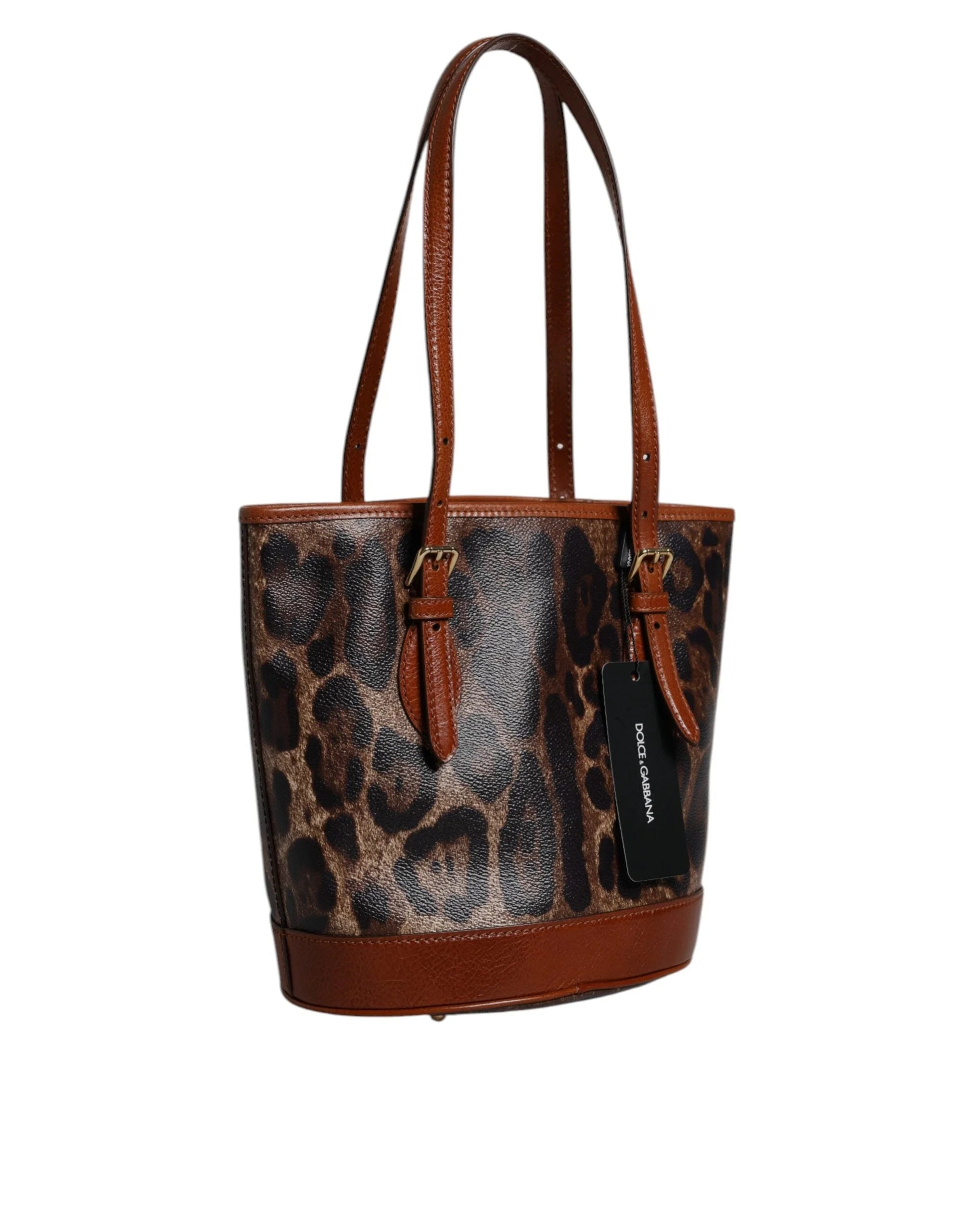 Dolce & Gabbana Brown Leopard Leather Shoulder Strap Tote Bag - Shopper Bags