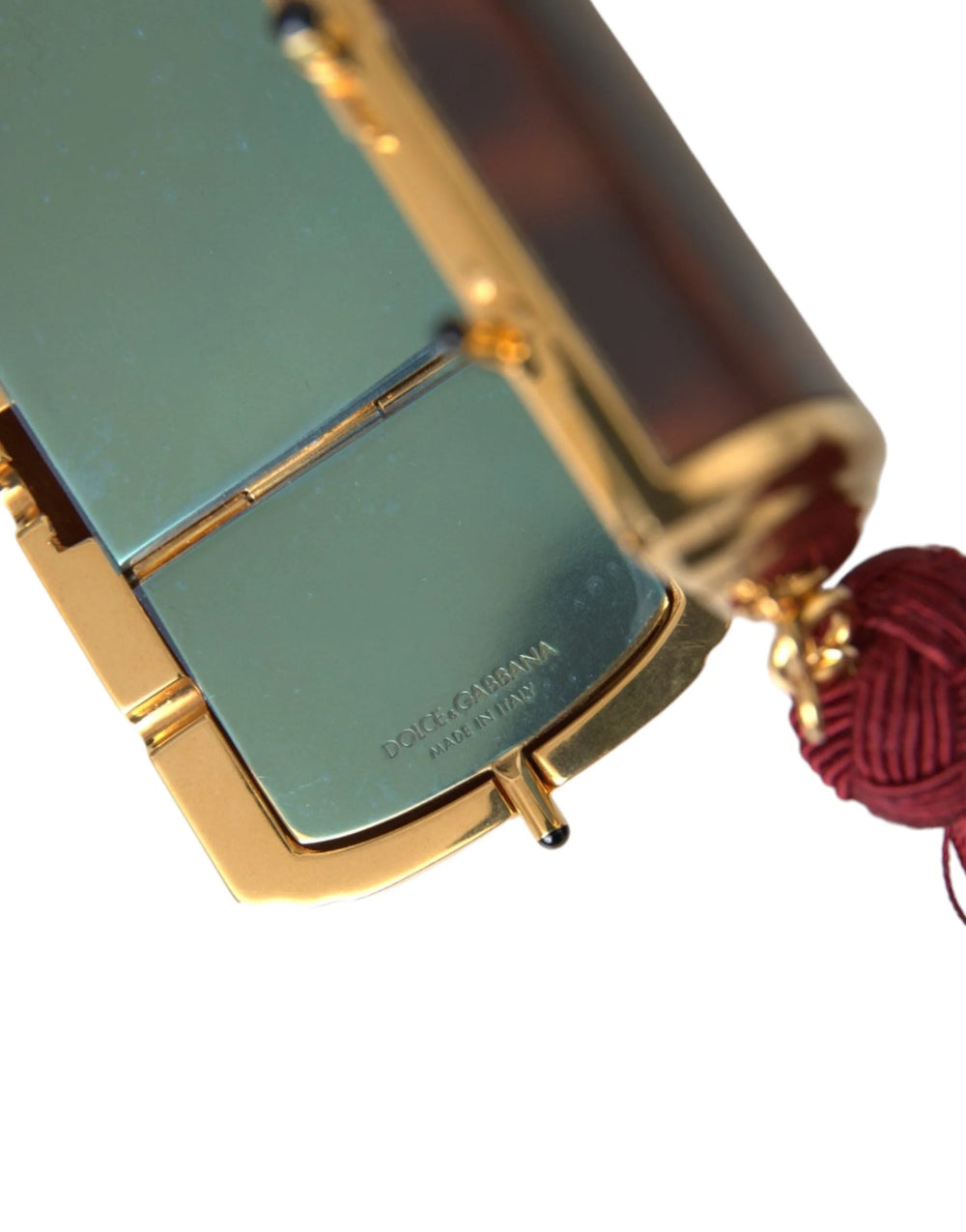 Dolce & Gabbana Brown Leopard Mini Mirror Tassel Make Up Holder Bag - Handbags