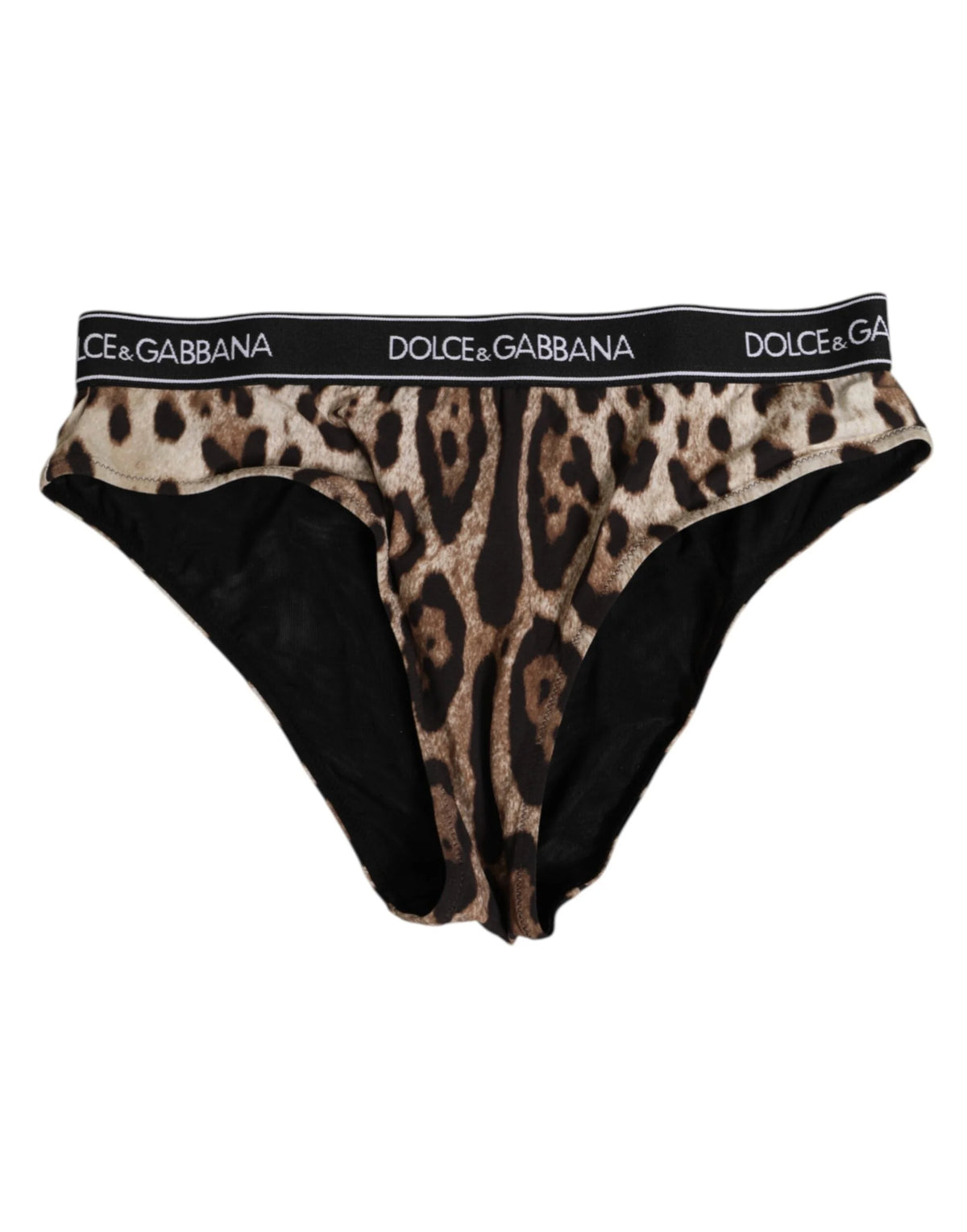 Dolce & Gabbana Brown Leopard Nylon High Waist Panty Underwear - IT2 | S - Briefs