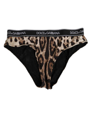 Dolce & Gabbana Brown Leopard Nylon High Waist Panty Underwear - IT2 | S - Briefs