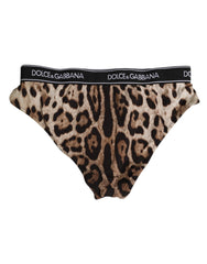 Dolce & Gabbana Brown Leopard Nylon High Waist Panty Underwear - IT2 | S
