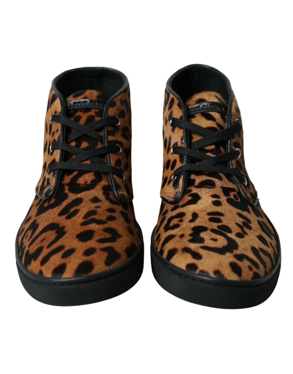 Dolce & Gabbana Brown Leopard Pony Hair Leather Sneakers Shoes - Sneakers