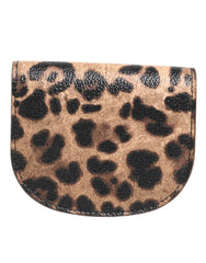 Dolce & Gabbana Brown Leopard Print Calf Leather Small Coin Purse Wallet - Coin Purses