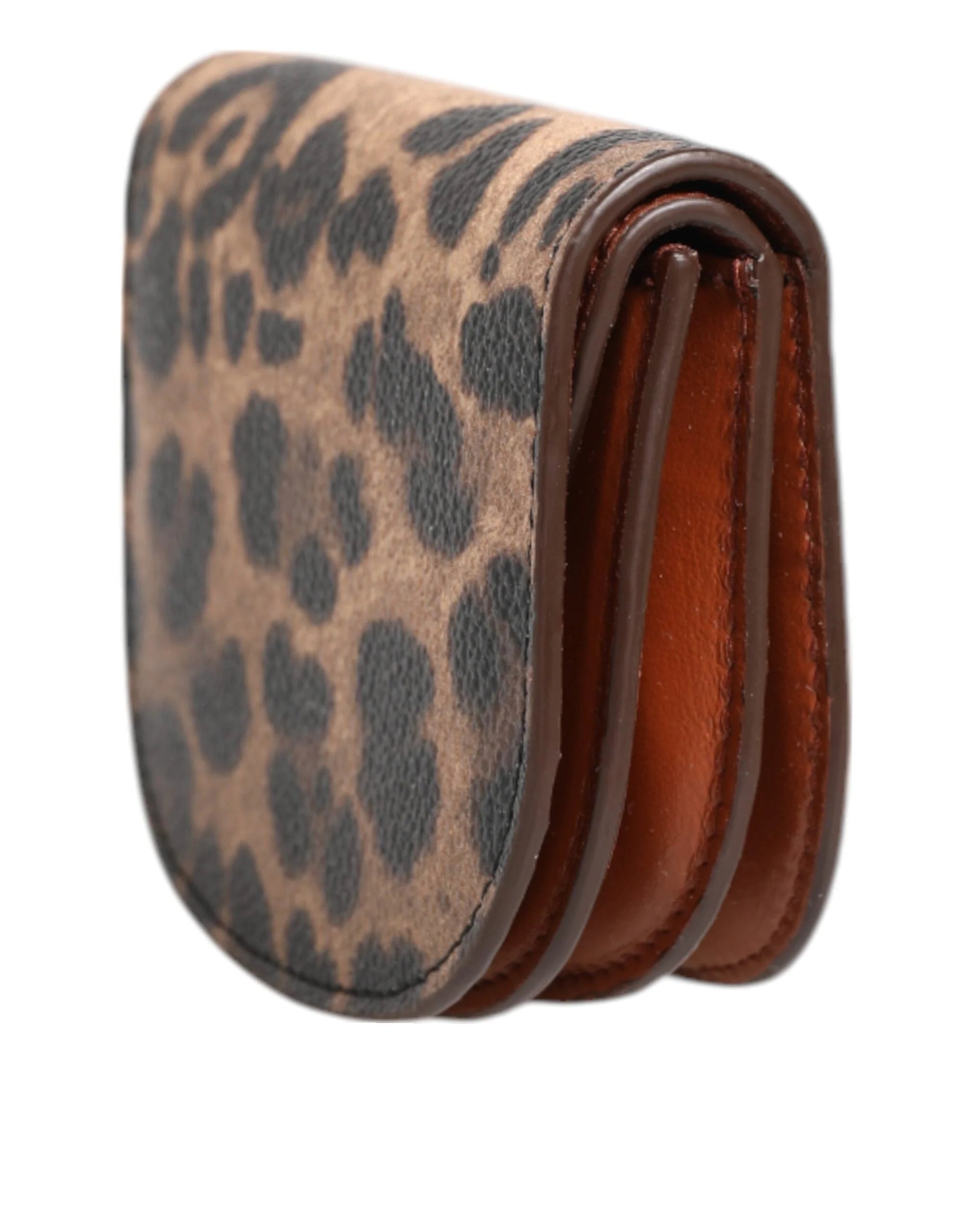Dolce & Gabbana Brown Leopard Print Calf Leather Small Coin Purse Wallet - Coin Purses